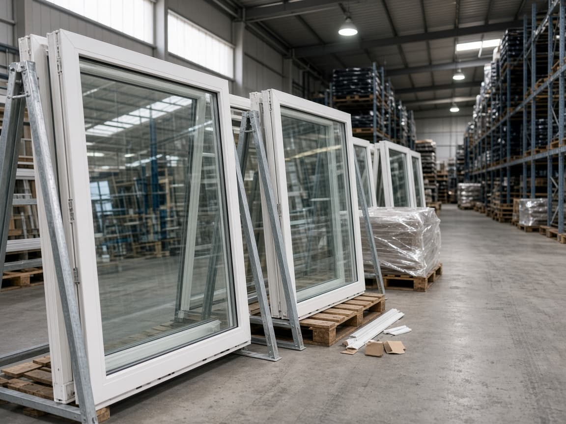 Ventanas de PVC listas en el depósito de Ventanas Cora